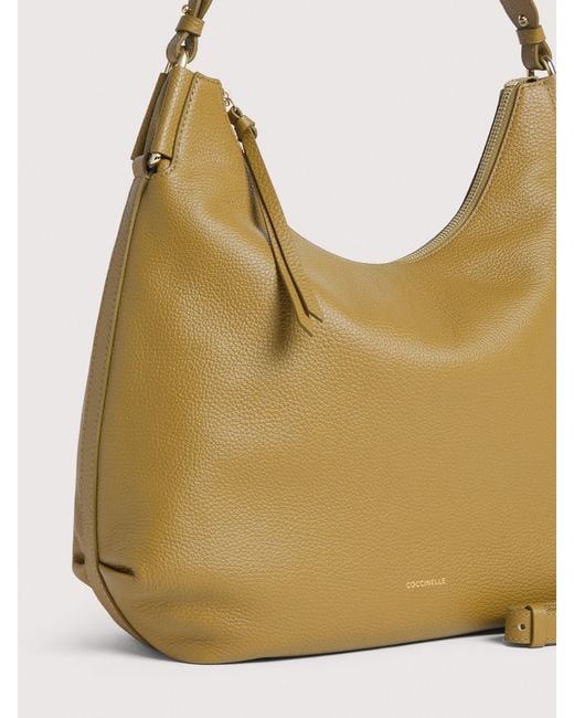 Coccinelle Natural Grained Leather Shoulder Bag Rebekka Medium