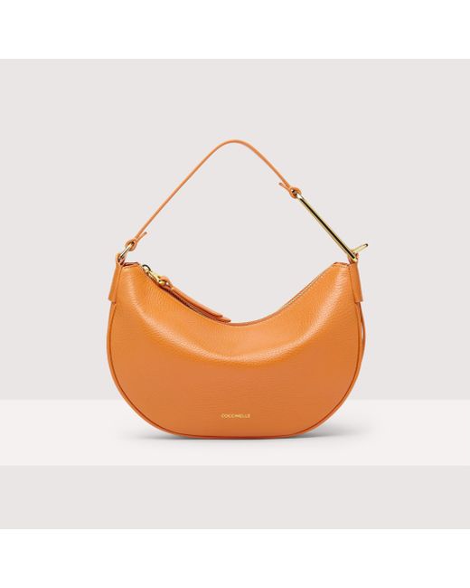 Coccinelle Orange Grained Leather Shoulder Bag Priscilla Small