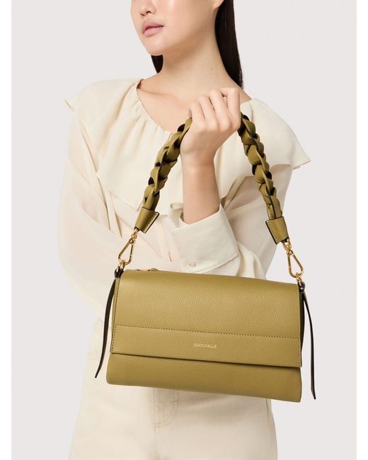 Coccinelle Natural Two-Sided Leather Shoulder Bag Boheme Small