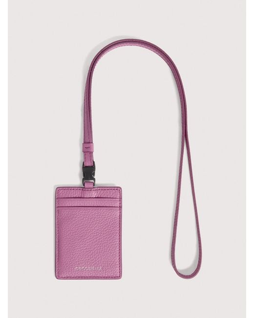 Coccinelle Pink Grained Leather Badge Holder Bui