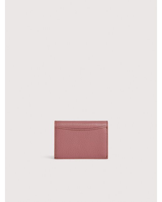 Coccinelle Pink Grained Leather Wallet Metallic Small