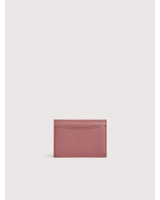 Coccinelle Pink Grained Leather Wallet Metallic Small