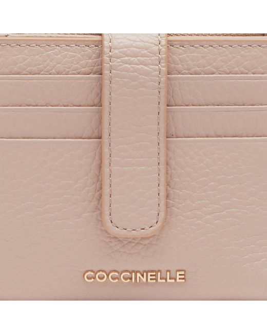 Coccinelle Pink Small Grained Leather Wallet Metallic Medium