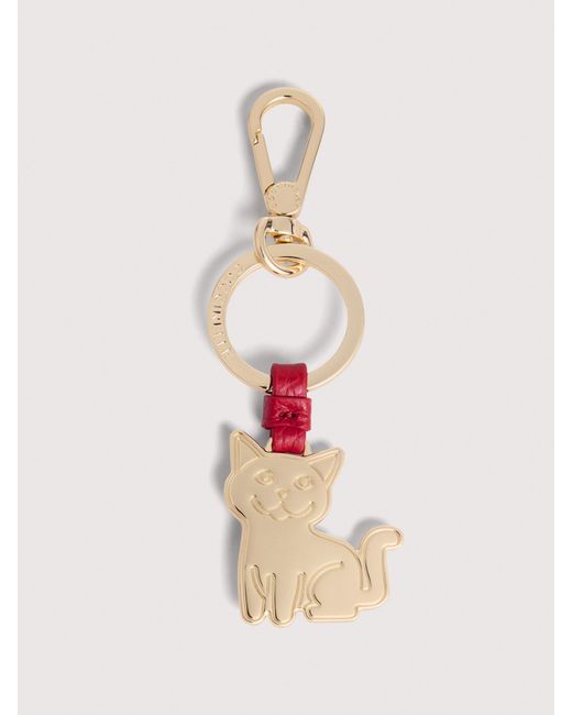 Coccinelle Pink Leather And Metal Key Ring Basic Metal