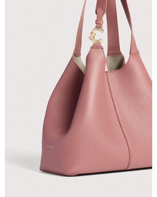 Coccinelle Pink Grained Leather Tote Bag C-Easy Large