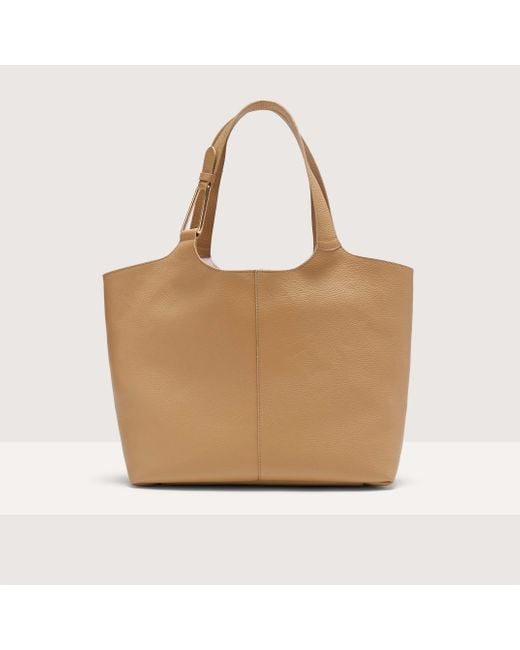 Coccinelle Natural Grained Leather Tote Bag Brume Large