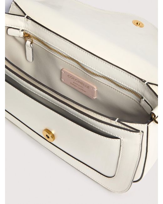 Coccinelle Natural Smooth Calf Leather Shoulder Bag C-Me Medium