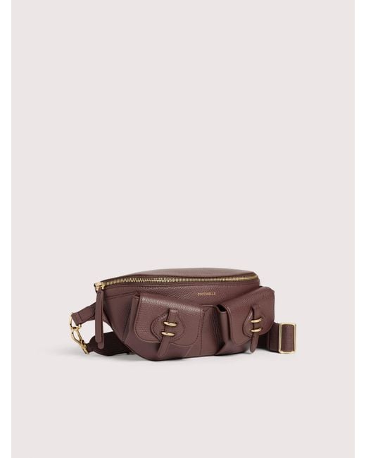 Coccinelle Brown Grained Leather Waist Bag Mavery Pocket Small