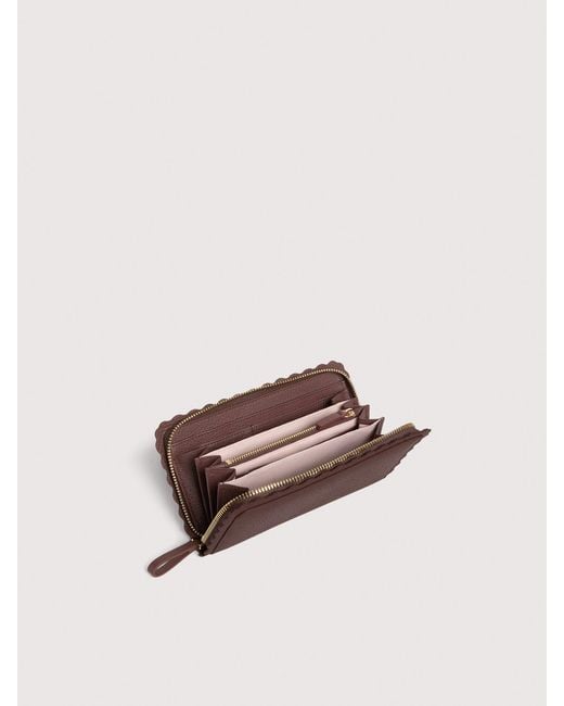 Coccinelle Brown Grained Leather Wallet Leather Lace Large
