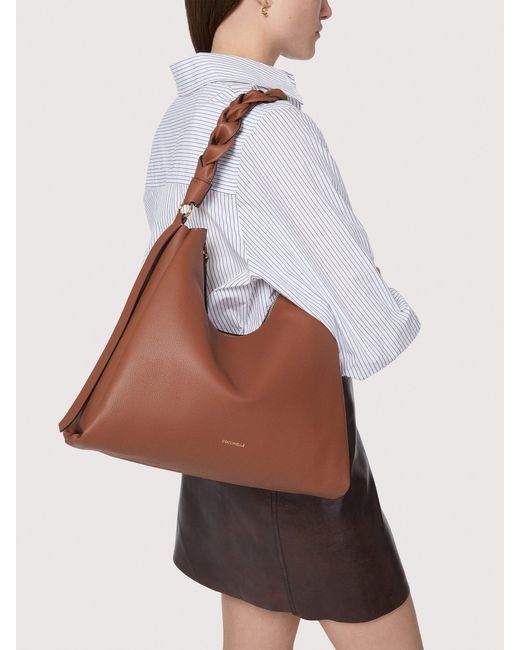 Coccinelle Brown Schultertasche Aus Doubleface-Leder Boheme Medium