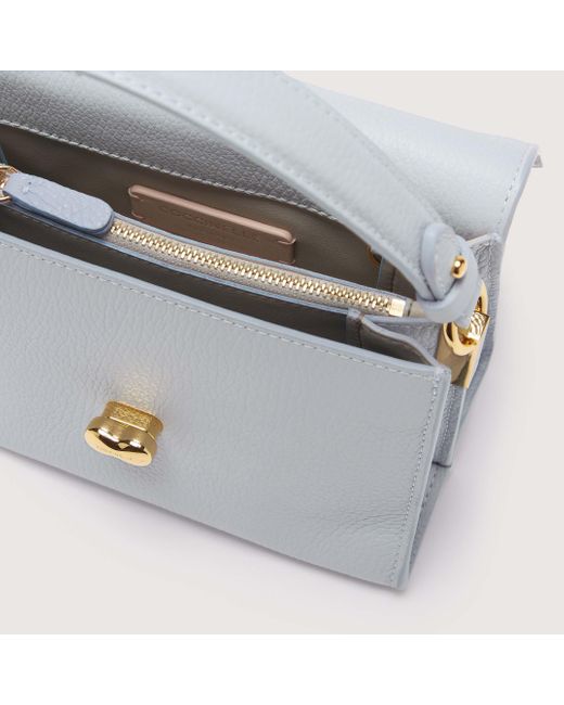 Coccinelle Blue Grained Leather Handbag Binxie Small