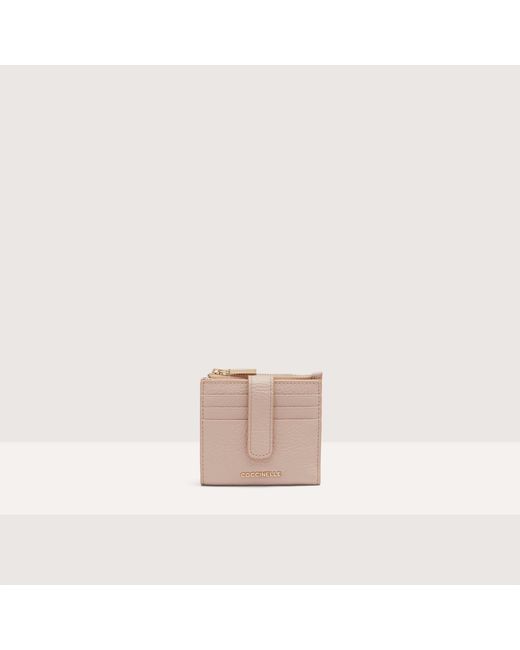 Coccinelle Pink Small Grained Leather Wallet Metallic Medium