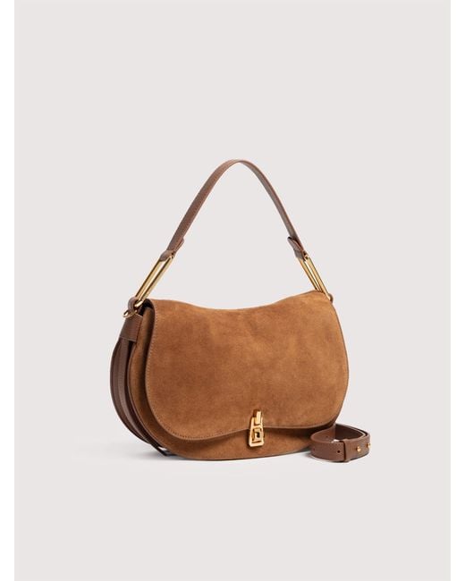 Coccinelle White Suede And Grained Leather Handbag Magie Suede Medium