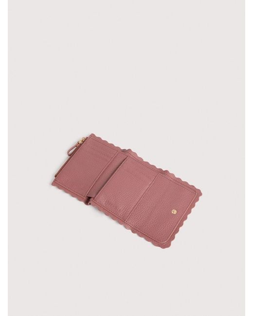 Coccinelle Pink Grained Leather Wallet Leather Lace Small