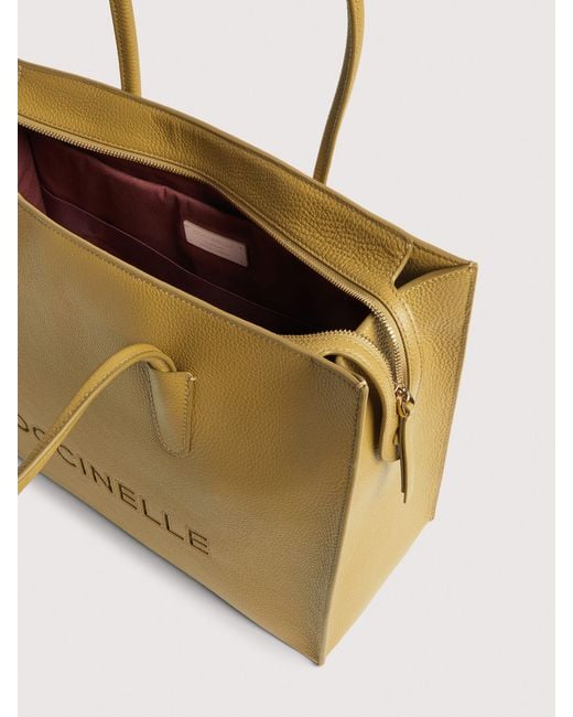 Coccinelle Natural Grained Leather Tote Bag Myrtha26 Large