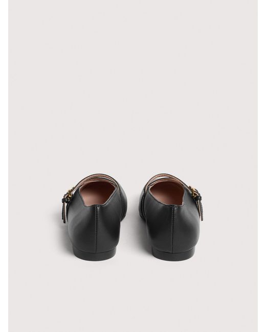 Coccinelle Black Smooth Leather Ballet Flats Risako
