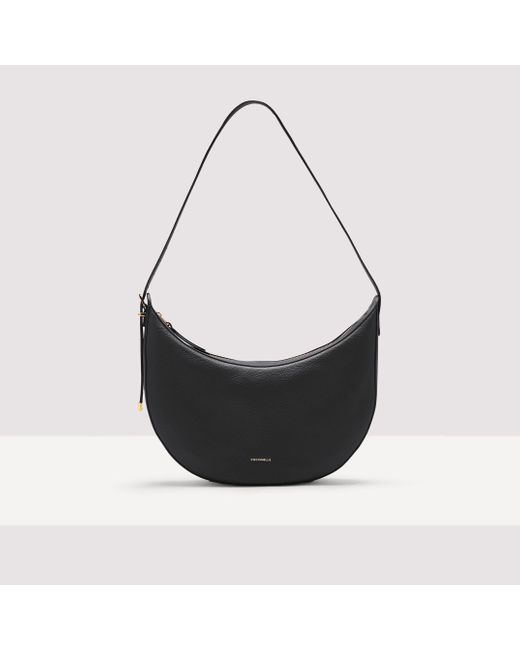 Coccinelle Black Grained Leather Crossbody Bag Gleen Large
