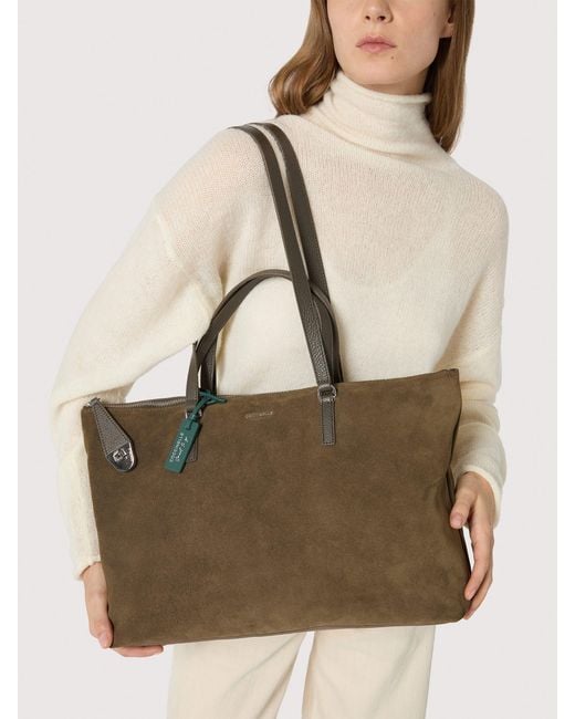 Coccinelle Natural Suede Handbag Smart To Go Beat Generation Large
