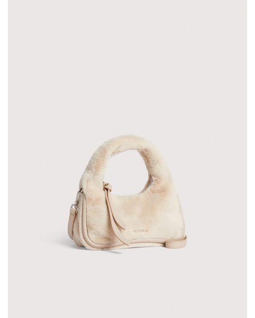 Coccinelle Natural Schultertasche Aus Webpelz Sven Synthetic Fur Small