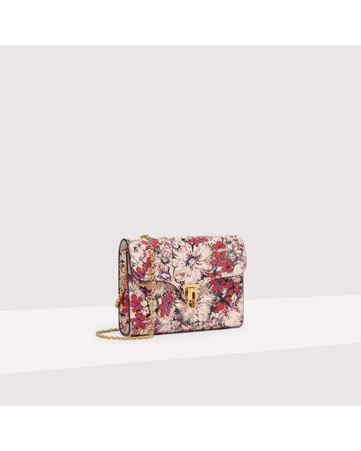 Coccinelle Pink Floral Print Leather Minibag Beat Flower Print