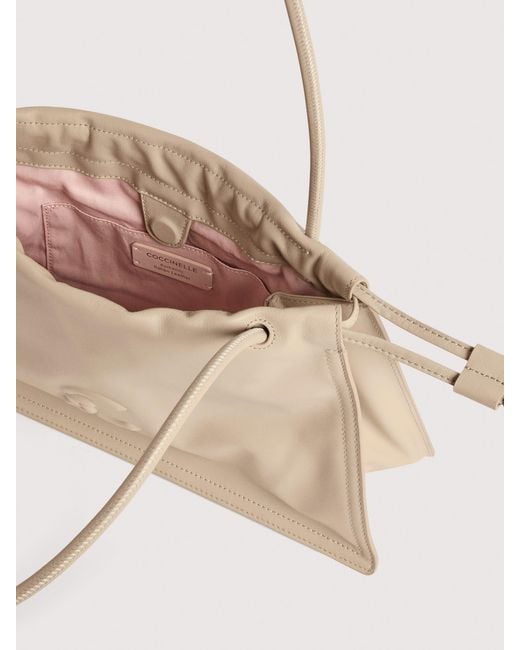 Coccinelle Natural Smooth Leather Shoulder Bag Dulse Medium