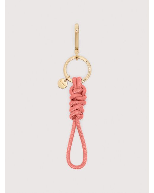 Coccinelle Pink Schlüsselanhänger Aus Genarbtem Leder Darjia