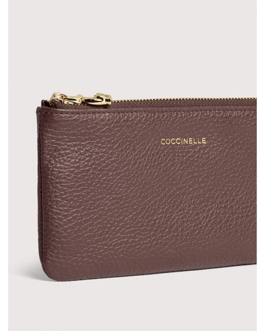 Coccinelle Multicolor Grained Leather Pouch C-Me Softy Small