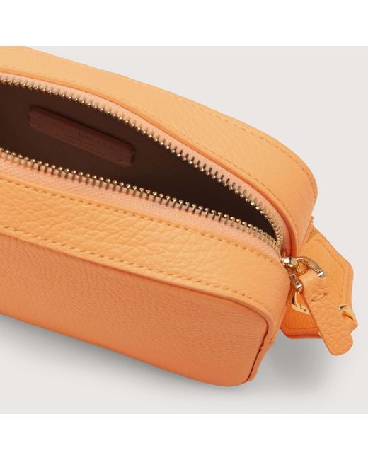 Coccinelle Orange Grained Leather Crossbody Bag Tebe Small