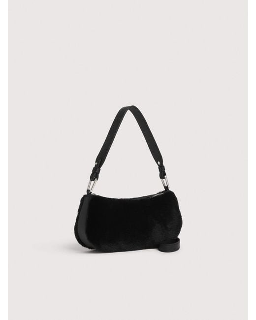 Coccinelle White Minibag Aus Webpelz Und Genarbtem Leder Merveille Synthetic Fur