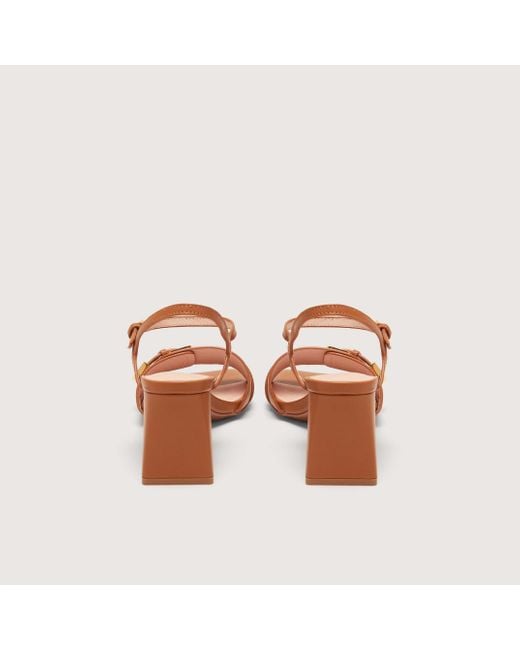 Coccinelle Brown Smooth Leather Heeled Sandals Magalù Smooth