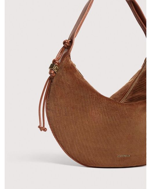Coccinelle Multicolor Corduroy Fabric Shoulder Bag Thess Medium
