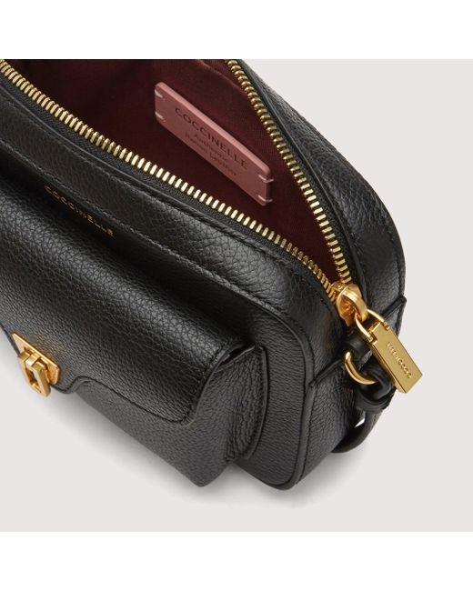 Coccinelle Black Grainy Leather Mini Bag Beat Soft Mini