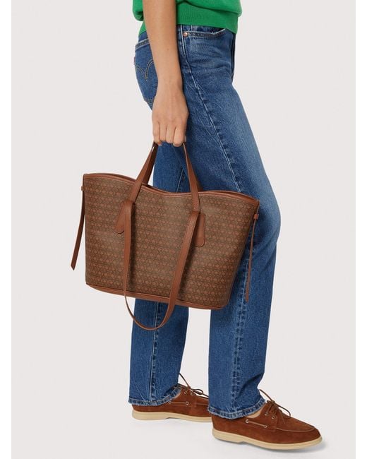 Coccinelle Brown Shopper Aus Beschichtetem Canvas Mit Monogram-Muster Und Genarbtem Leder New Never Without Bag Coated Monogram Medium