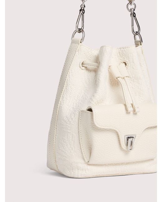 Coccinelle Natural Shells Textured Fabric Bucket Bag Beat Generation Small
