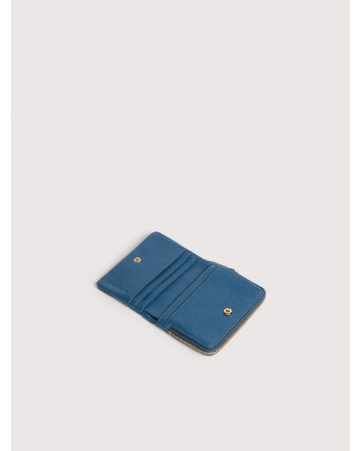 Coccinelle Blue Small Grained Leather Wallet C-Me Medium