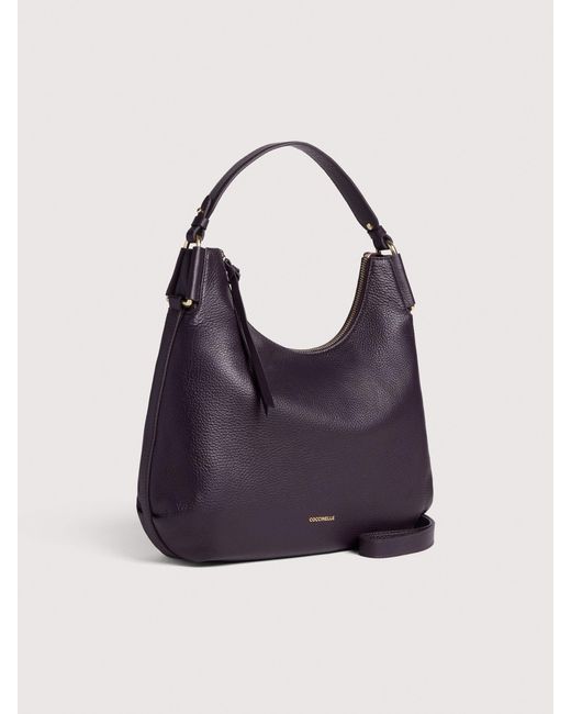 Coccinelle Blue Grained Leather Shoulder Bag Rebekka Small