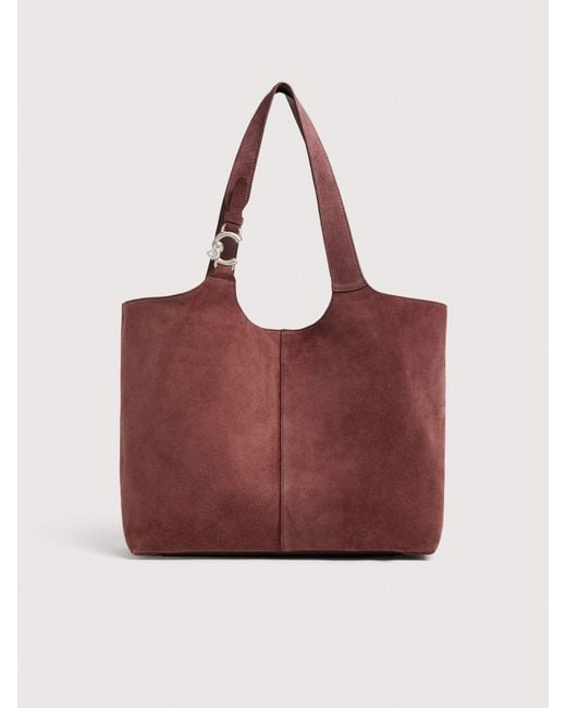Coccinelle Red Suede And Grained Leather Tote Bag C-Easy Large