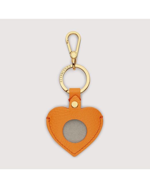 Coccinelle Orange Leather And Metal Airtag Case Airtag Charm