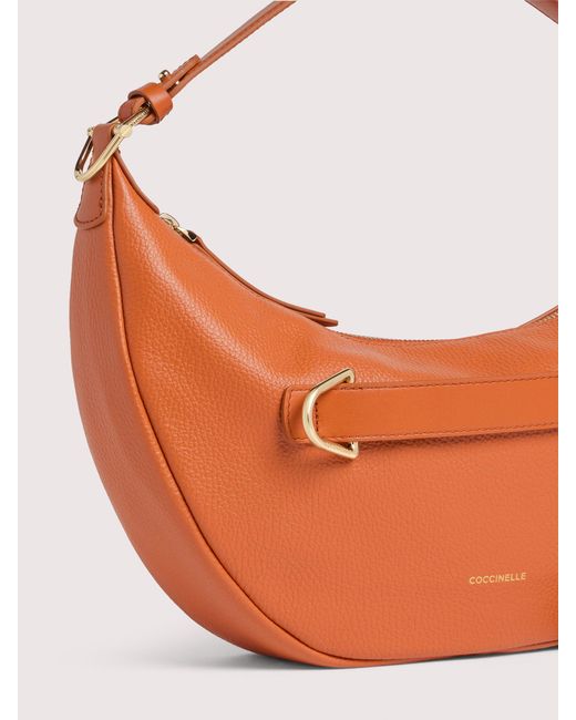Coccinelle Pink Grained Leather Hobo Bag Paki Medium