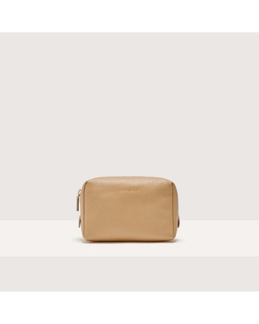 Coccinelle Natural Grained Leather Make-Up Bag Trousse Maxi