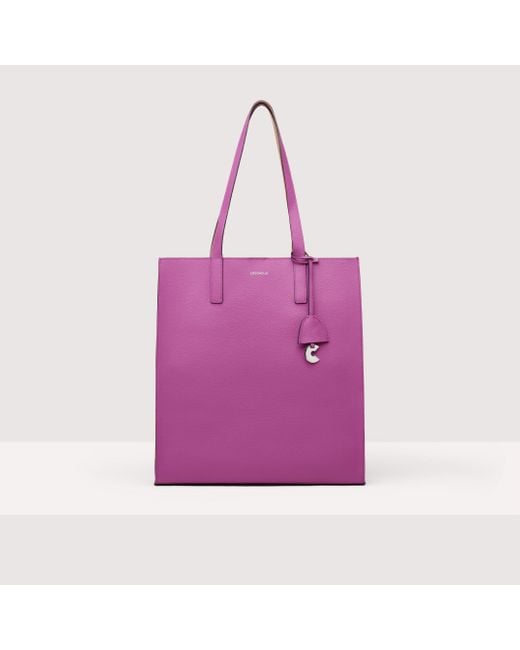 Borsa Shopping in Pelle double Easy Shopping Large di Coccinelle in Purple
