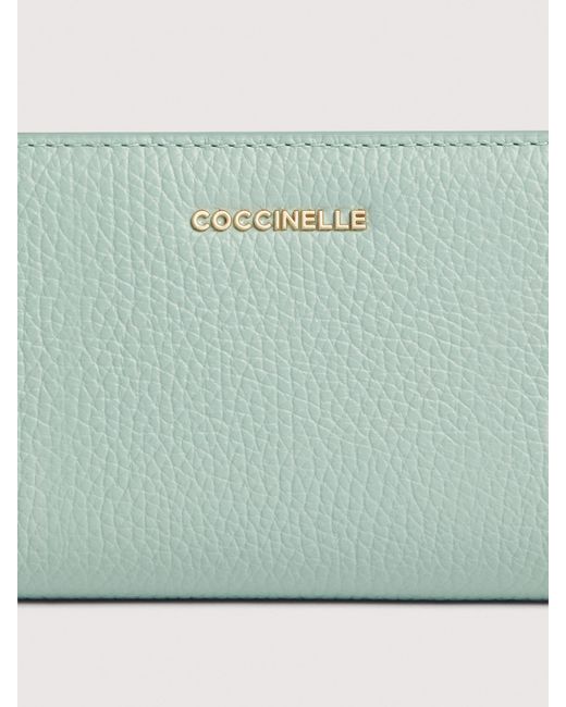 Coccinelle Green Medium Grained Leather Wallet Metallic Medium