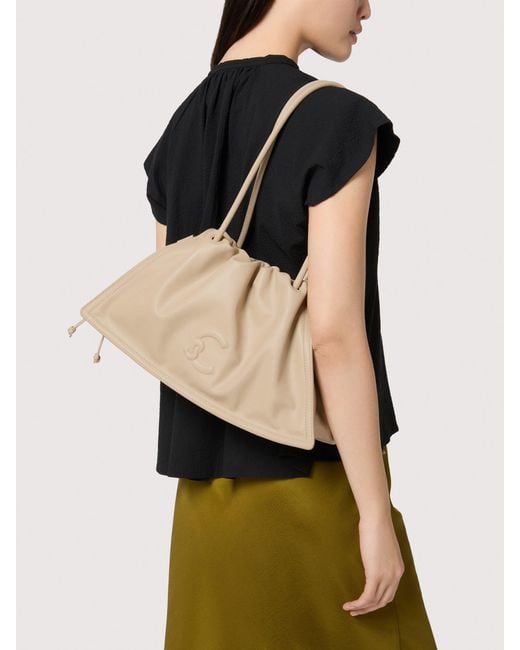 Coccinelle Natural Smooth Leather Shoulder Bag Dulse Medium