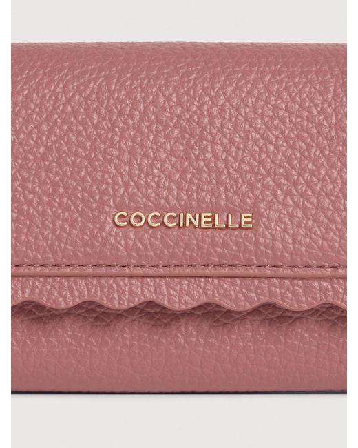 Coccinelle Pink Grained Leather Wallet Leather Lace Small