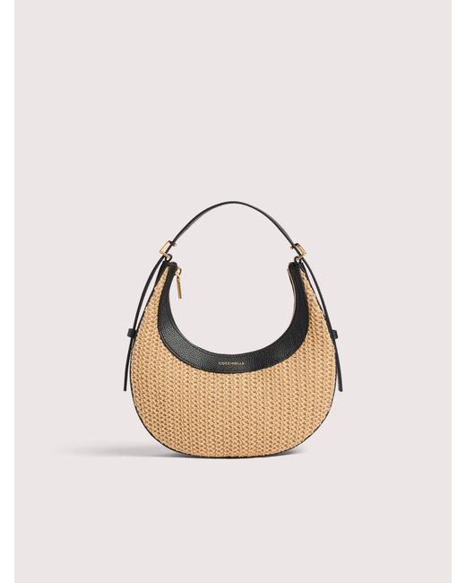 Coccinelle Metallic Straw And Micro Grained Leather Minibag Whisper Mini