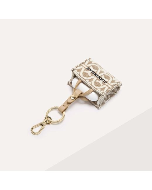 Coccinelle Metallic Schlüsselanhänger aus Jacquard-Stoff mit Monogram-Muster und Metall Micro Never Without Bag Monogram