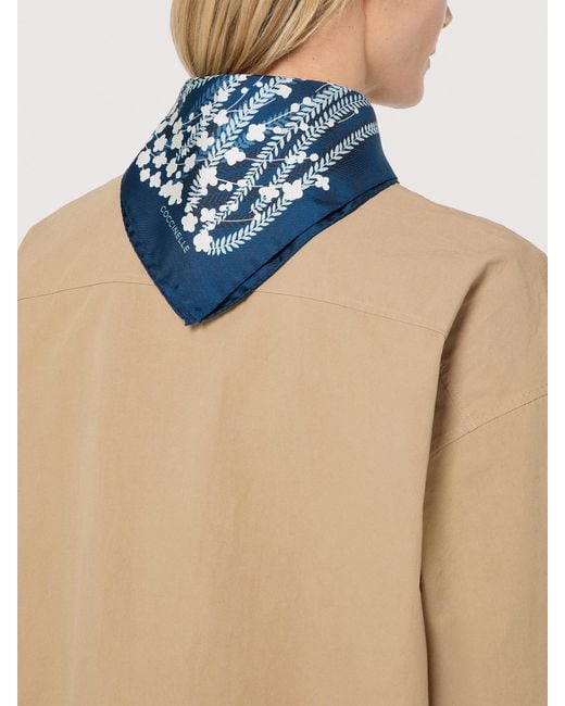 Coccinelle Blue Silk Foulard Algae