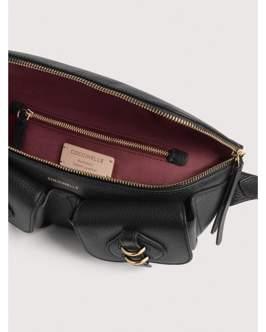 Coccinelle Black Grained Leather Waist Bag Mavery Pocket Small