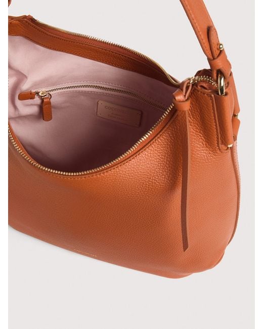 Coccinelle Orange Grained Leather Shoulder Bag Rebekka Small