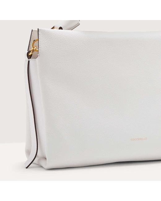 Coccinelle White Two-Sided Leather Shoulder Bag Boheme Medium